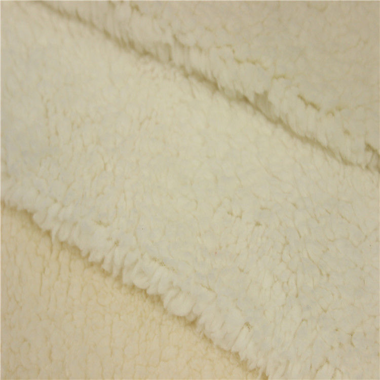 Polyester Grey Faux Sherpa Fleece Fabric 220gsm  For Blankets
